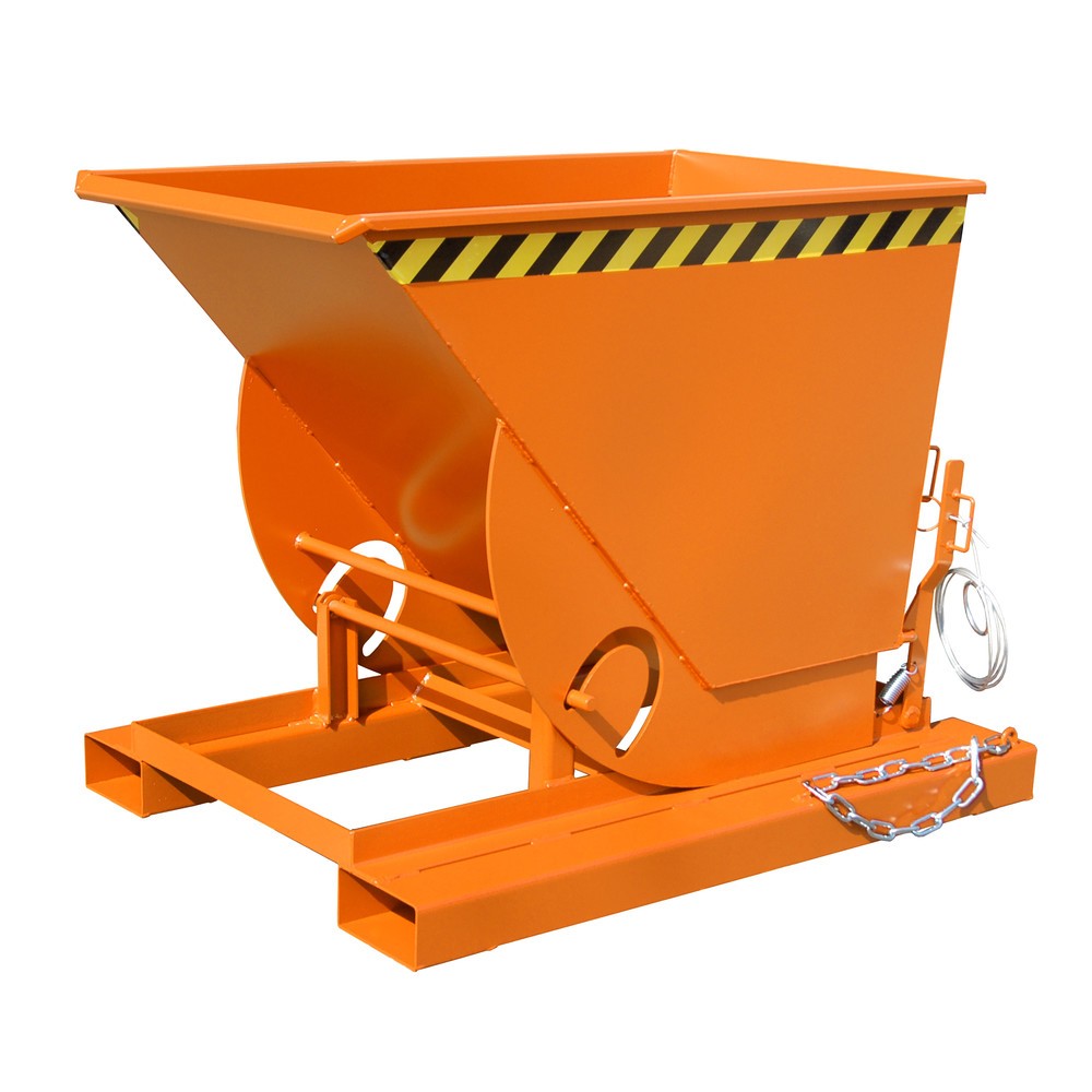 Produktabbildung: Bauer® Kippbehälter mit Abrollmechanik, TK 1.000 kg, lackiert, Volumen 0,5 m³, RAL 2000 gelborange