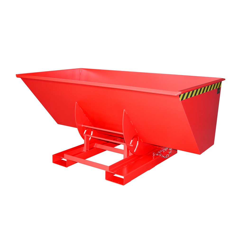 Produktabbildung: Bauer® Kippbehälter mit Abrollmechanik, TK 1.000 kg, lackiert, Volumen 1,5 m³, RAL 3000 feuerrot