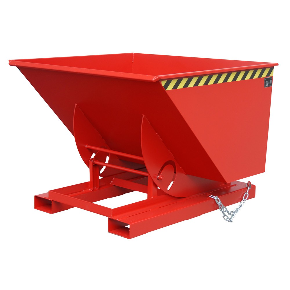 Produktabbildung: Bauer® Kippbehälter mit Abrollmechanik, TK 1.000 kg, lackiert, Volumen 1 m³, RAL 3000 feuerrot
