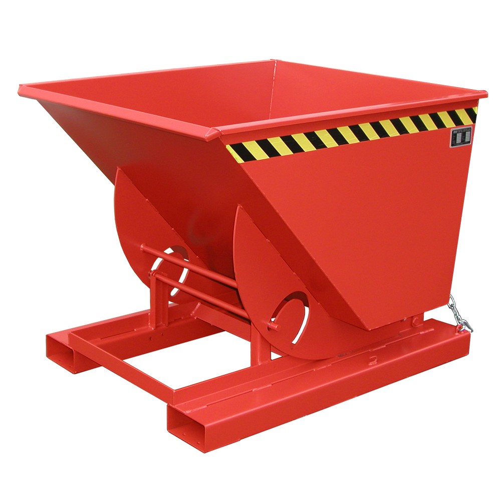 Produktabbildung: Bauer® Kippbehälter mit Abrollmechanik, TK 1.000 kg, lackiert, Volumen 0,75 m³, RAL 3000 feuerrot
