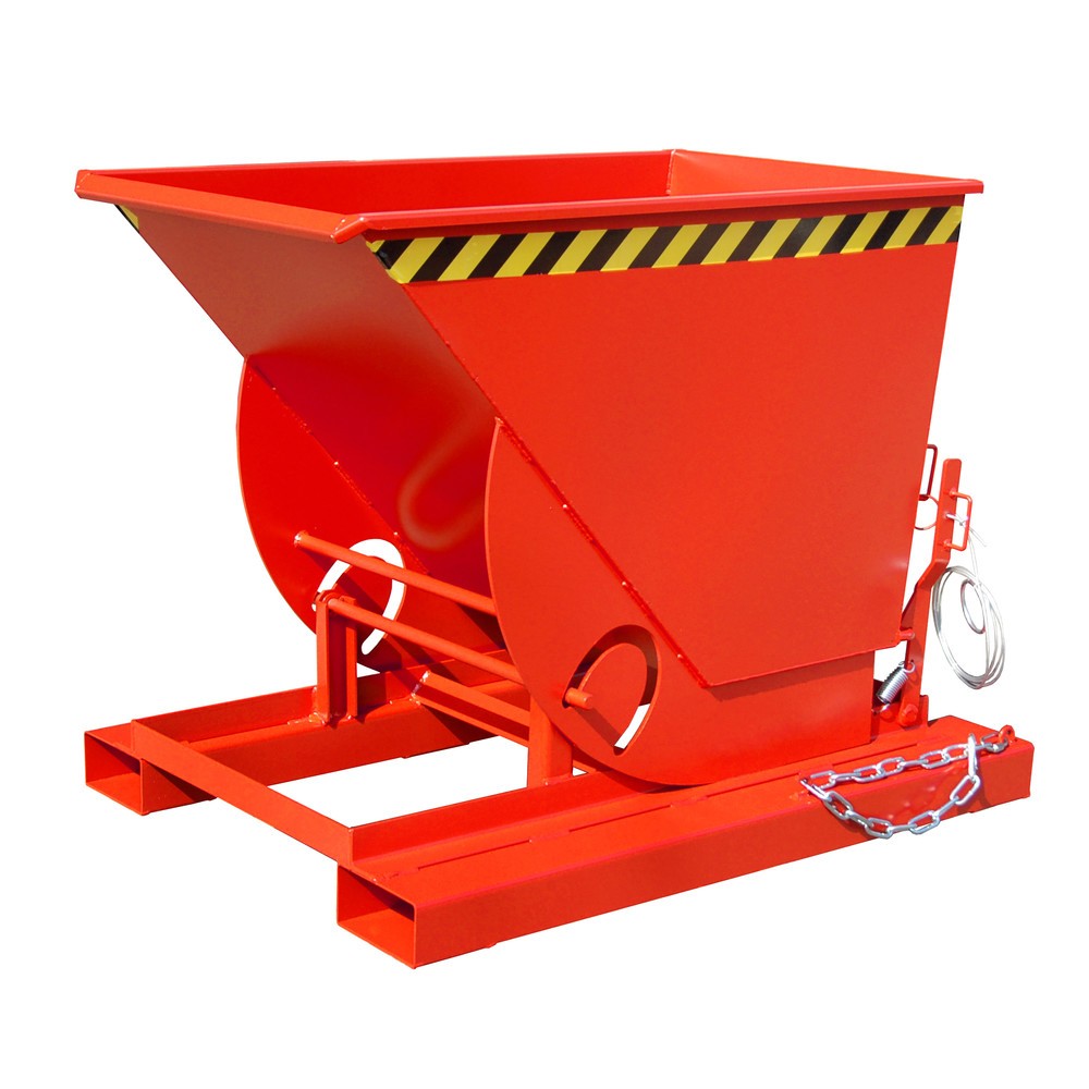 Produktabbildung: Bauer® Kippbehälter mit Abrollmechanik, TK 1.000 kg, lackiert, Volumen 0,5 m³, RAL 3000 feuerrot