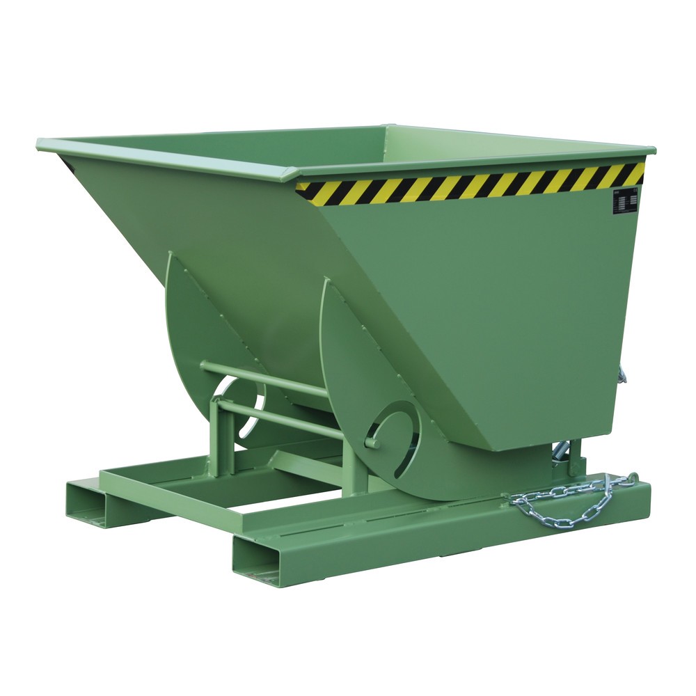Produktabbildung: Bauer® Kippbehälter mit Abrollmechanik, TK 1.000 kg, lackiert, Volumen 0,75 m³, RAL 6011 resedagrün