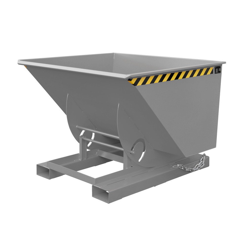 Produktabbildung: Bauer® Kippbehälter mit Abrollmechanik, TK 1.000 kg, lackiert, Volumen 1 m³, RAL 7005 mausgrau