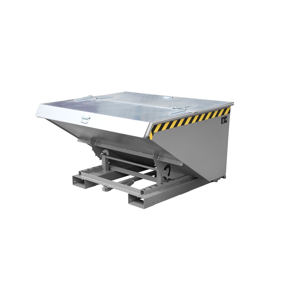 Produktabbildung Nr. 1: Bauer® Kippbehälter mit automatischer Abrollmechanik, TK 1.000 kg, lackiert, Volumen 0,9 m³, RAL 7005 mausgrau