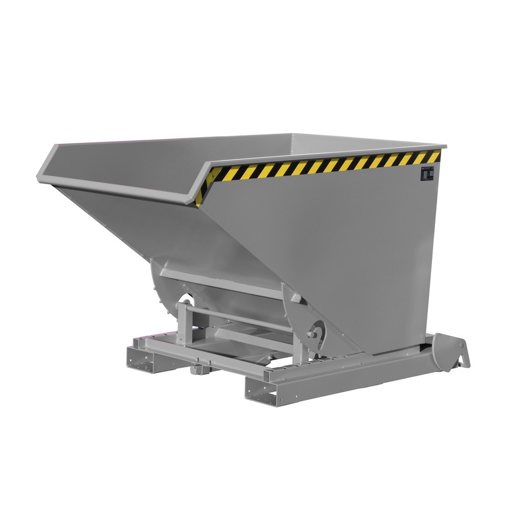 Produktabbildung: Bauer® Kippbehälter mit automatischer Abrollmechanik, TK 1.500 kg, lackiert, Volumen 1,2 m³, RAL 7005 mausgrau