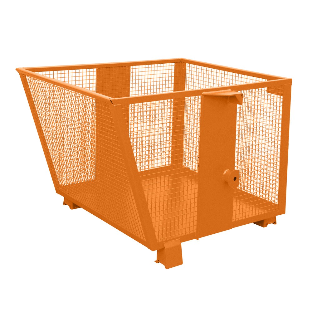 Produktabbildung Nr. 1: Bauer® Kippbehälter mit Gitterwänden, lackiert, Volumen 0,9 m³, RAL 2000 gelborange