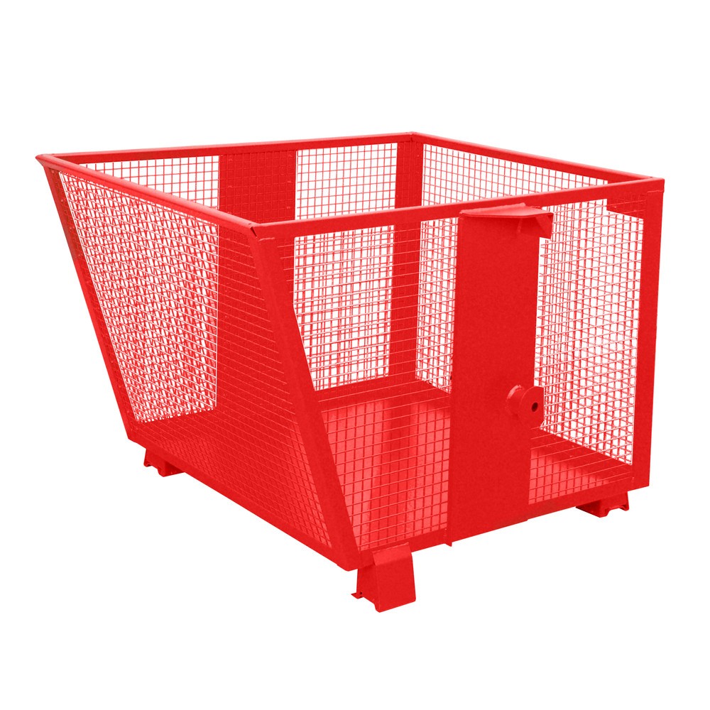 Produktabbildung Nr. 1: Bauer® Kippbehälter mit Gitterwänden, lackiert, Volumen 0,9 m³, RAL 3000 feuerrot