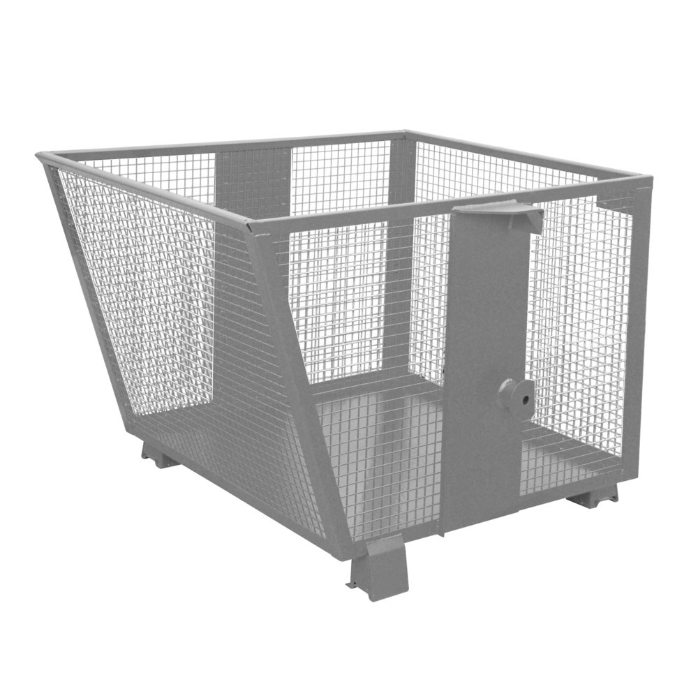 Produktabbildung Nr. 1: Bauer® Kippbehälter mit Gitterwänden, lackiert, Volumen 0,9 m³, RAL 7005 mausgrau