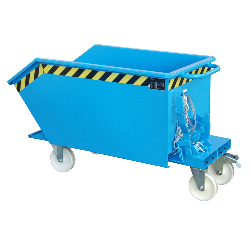 Produktabbildung: Bauer® Kippbehälter, niedrige Bauhöhe, lackiert, Volumen 0,3 m³, RAL 5012 lichtblau