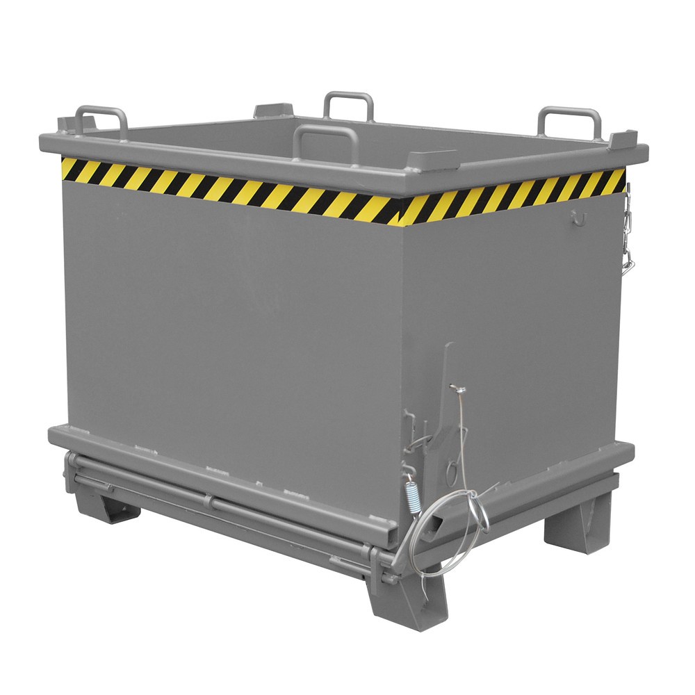 Produktabbildung: Bauer® Klappbodenbehälter, verstärkte Bodenklappe, lackiert, Volumen 1 m³, RAL 7005 mausgrau
