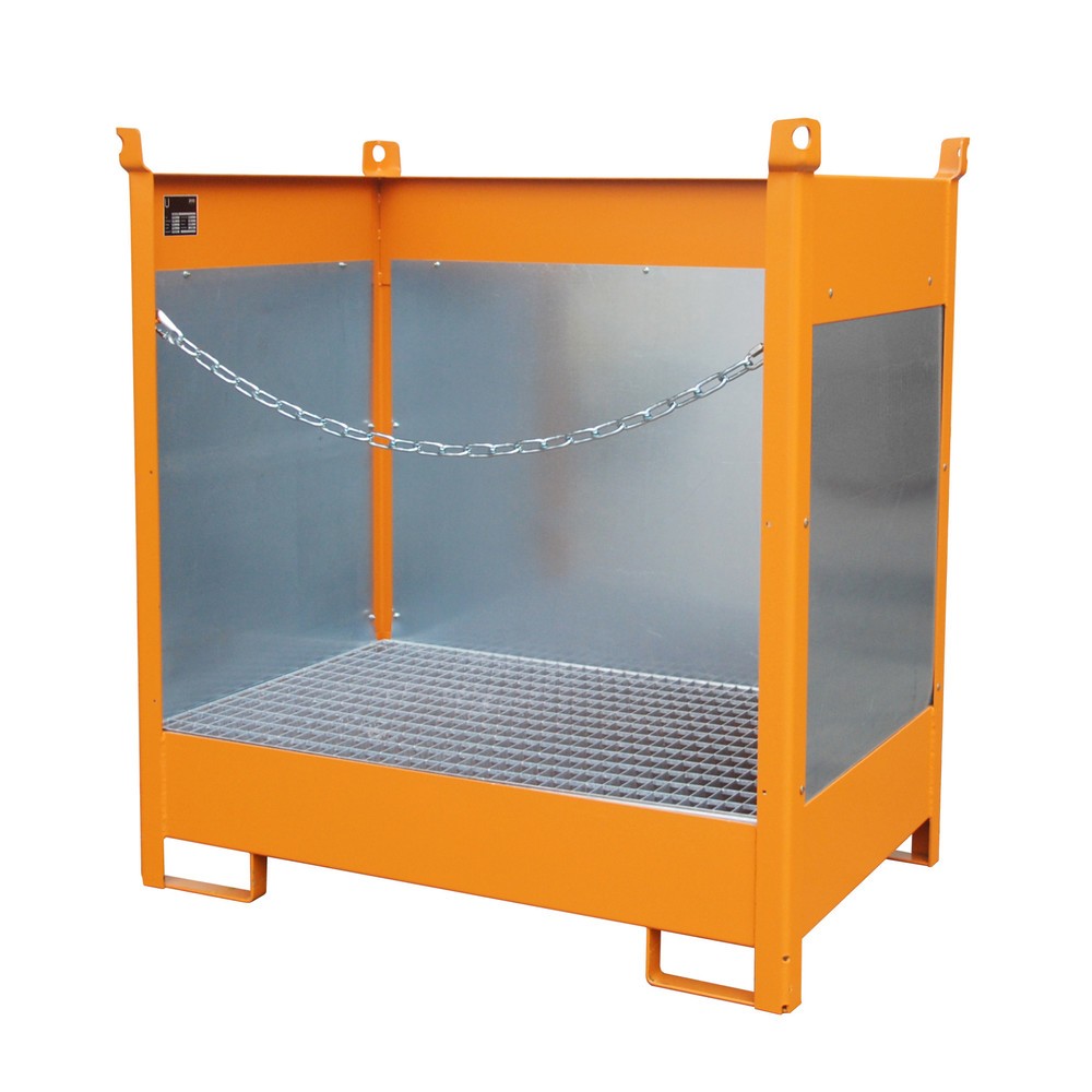 Produktabbildung Nr. 1: Bauer® Lager-/Transportpalette auf Auffangwanne, HxBxT 1.495 x 1.410 x 920 mm, geschlossen, gelborange