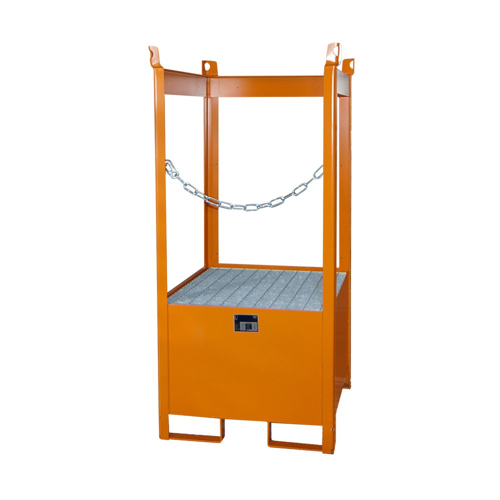 Produktabbildung Nr. 2: Bauer® Lager-/Transportpalette auf Auffangwanne, HxBxT 1.590 x 760 x 760 mm, offen, gelborange