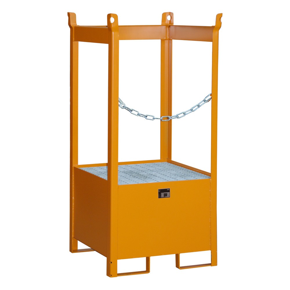 Produktabbildung Nr. 3: Bauer® Lager-/Transportpalette auf Auffangwanne, HxBxT 1.590 x 760 x 760 mm, offen, gelborange