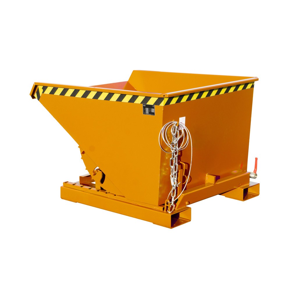 Produktabbildung Nr. 1: Mini-benne à copeaux Bauer® avec mécanisme d'aide au basculement, faible hauteur de construction, peinte, volume 0,6 m³, RAL 2000 jaune-orange