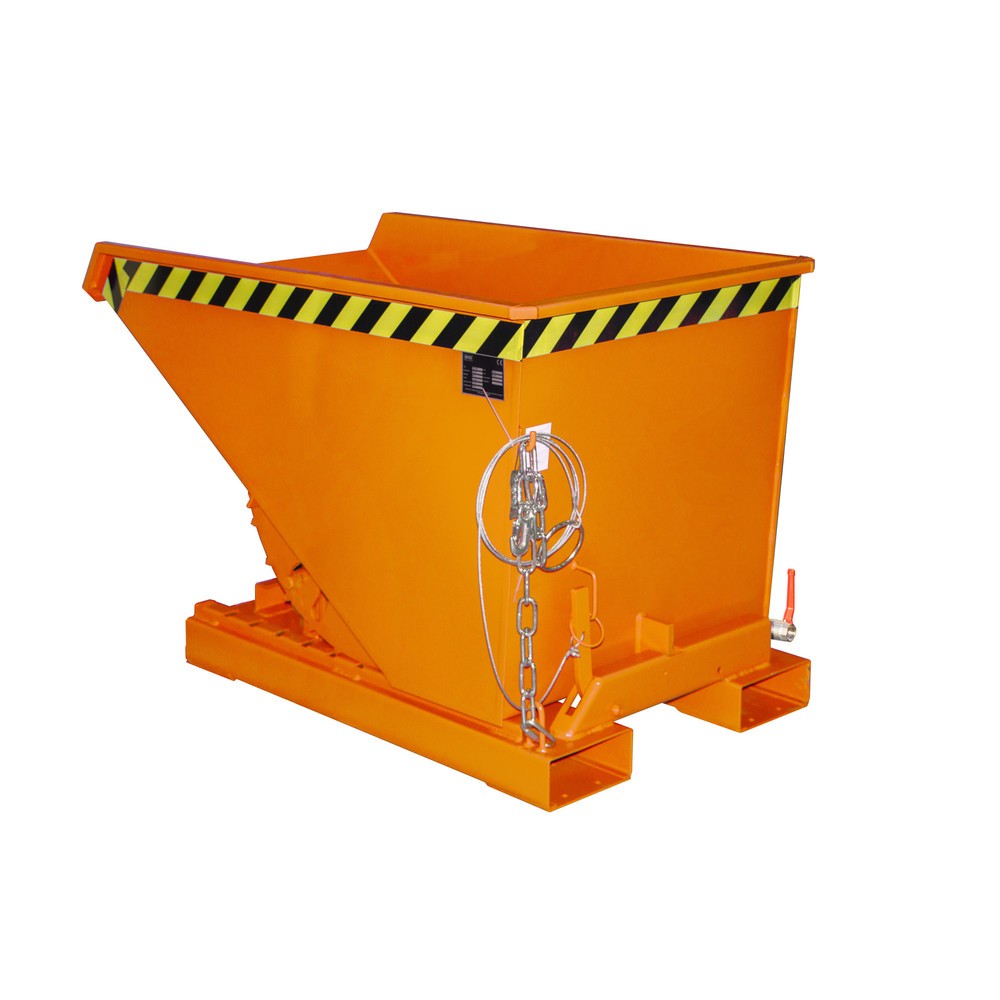 Produktabbildung Nr. 1: Mini-benne à copeaux Bauer® avec mécanisme d'aide au basculement, faible hauteur de construction, peinte, volume 0,3 m³, RAL 2000 jaune-orange