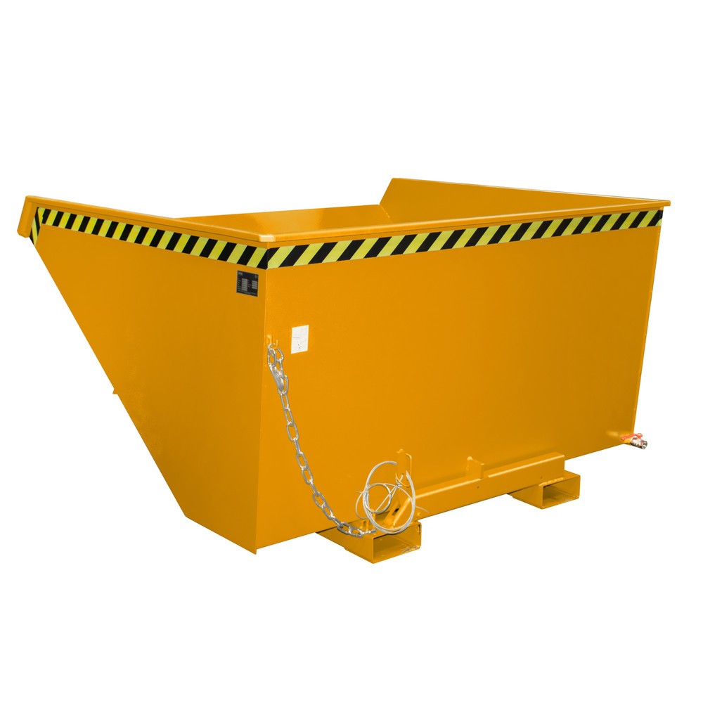 Illustration du produit: Mini-benne à copeaux Bauer® avec mécanisme d'aide au basculement, faible hauteur de construction, peinte, volume 2,1 m³, RAL 2000 jaune-orange