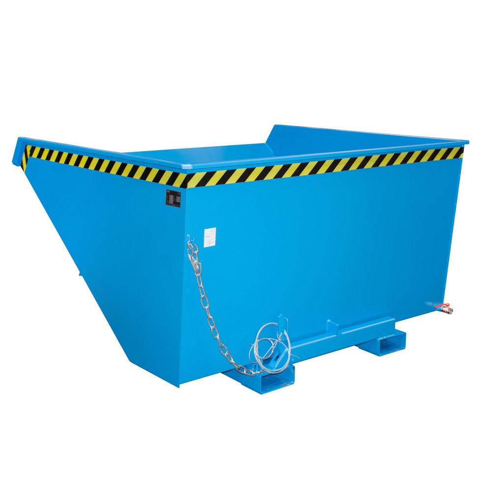 N° de l'image du produit 1 : Mini-benne à copeaux Bauer® avec mécanisme d'aide au basculement, faible hauteur de construction, peinte, volume 2,1 m³, RAL 5012 bleu clair