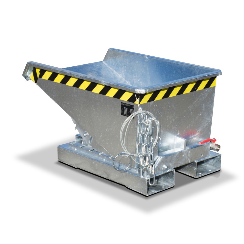 Illustration du produit: Bauer® Mini-benne à copeaux avec mécanisme d'aide au basculement, faible hauteur de construction, galvanisée, volume 0,15 m³