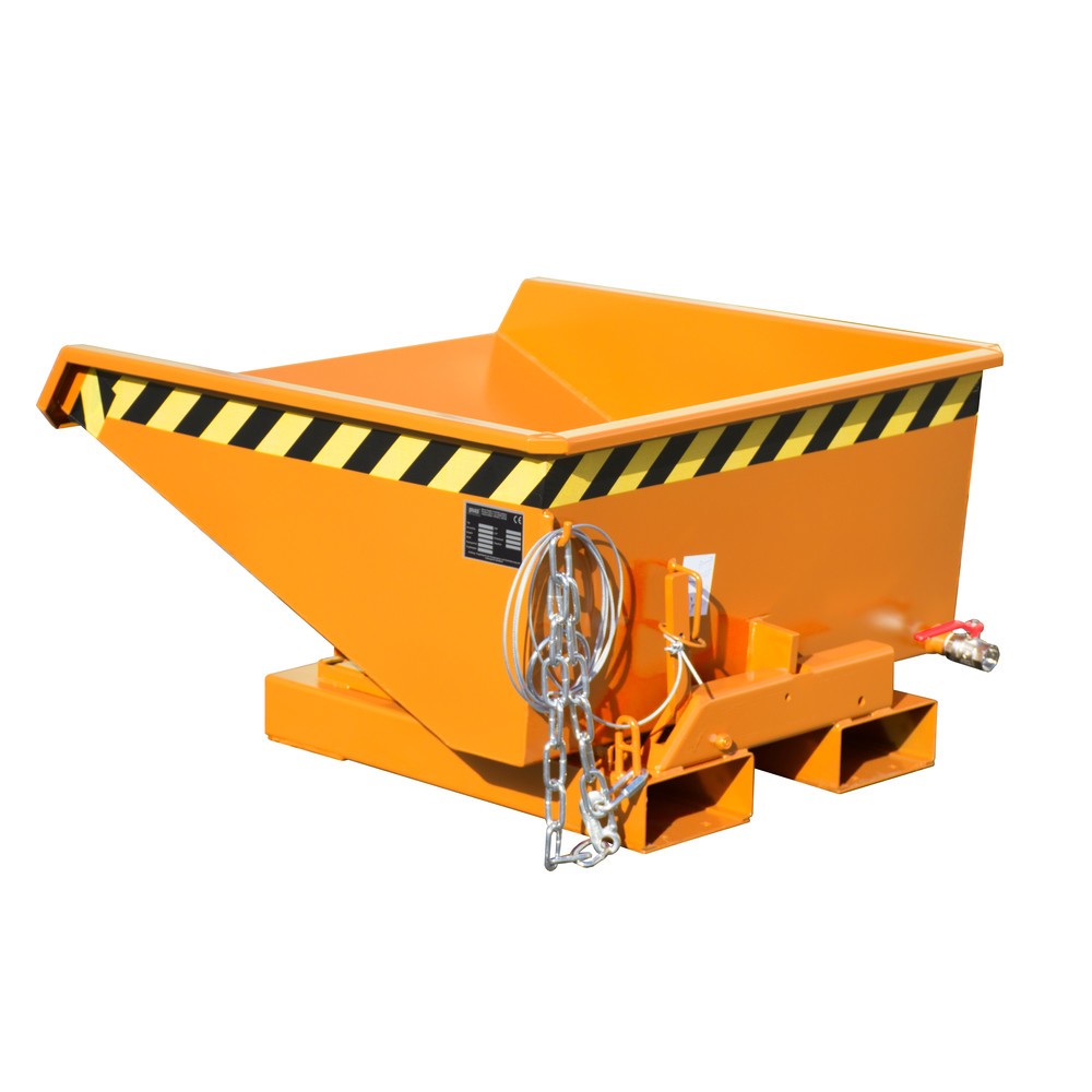Illustration du produit: Bauer® Mini-benne à copeaux avec mécanisme d'aide au basculement, faible hauteur de construction, peinte, volume 0,225 m³, RAL 2000 orangé jaune