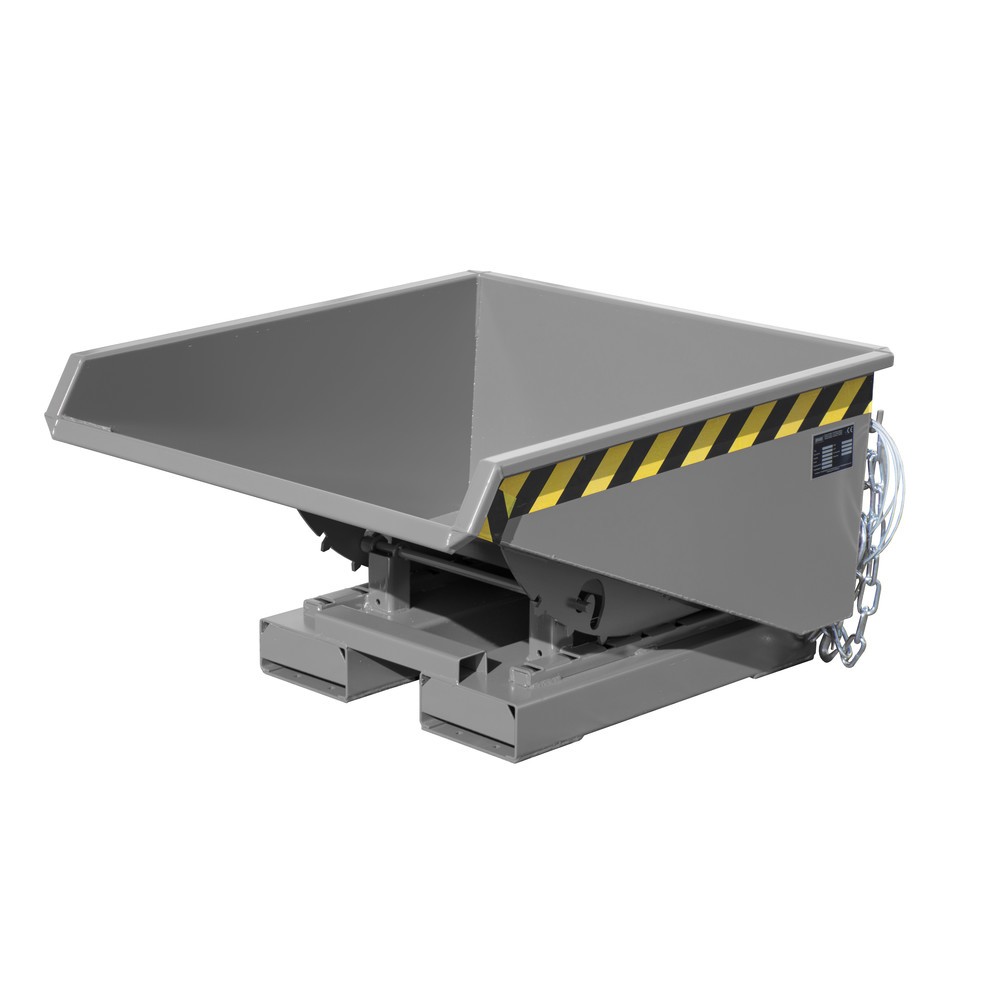Produktabbildung Nr. 1: Bauer® Mini-Kippbehälter mit Abrollmechanik, niedrige Bauhöhe, lackiert, Volumen 0,225 m³, RAL 7005 mausgrau