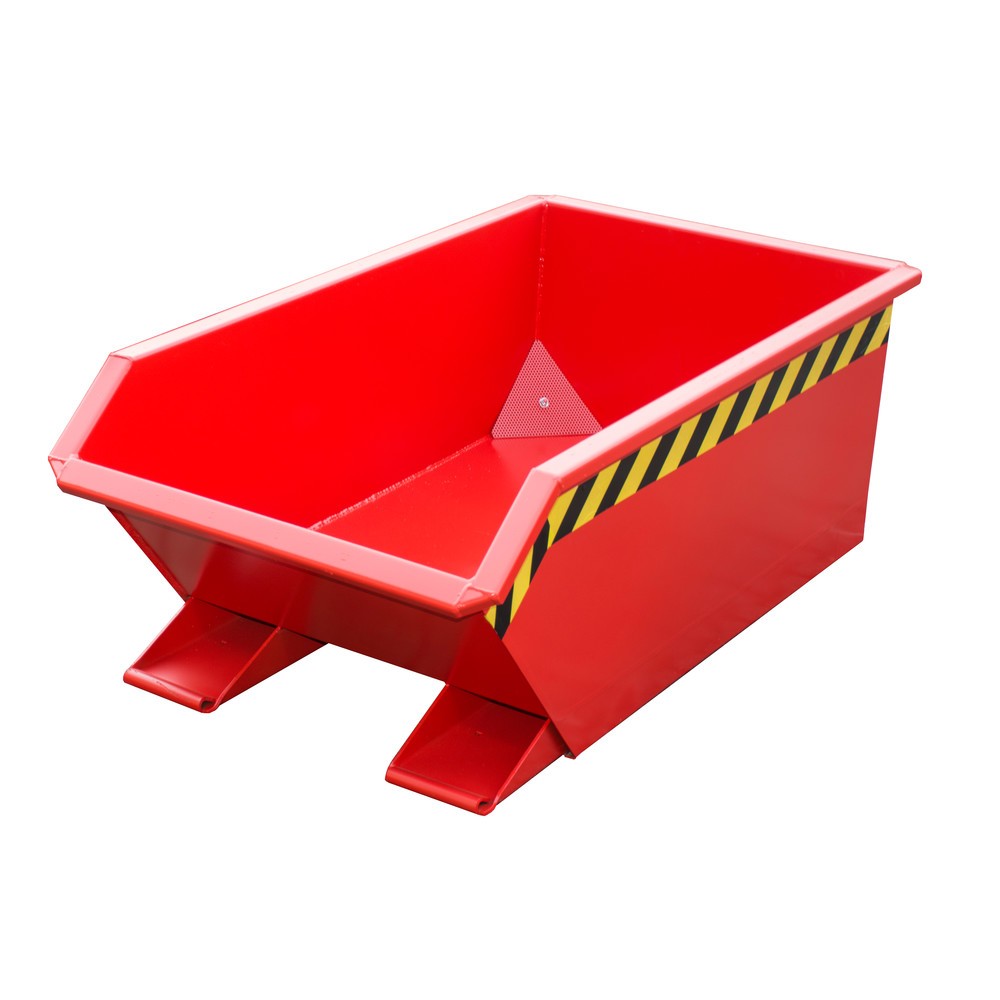 Produktabbildung: Bauer® Mini-Spänebehälter, extrem niedrige Bauhöhe, lackiert, Volumen 0,23 m³, RAL 3000 feuerrot