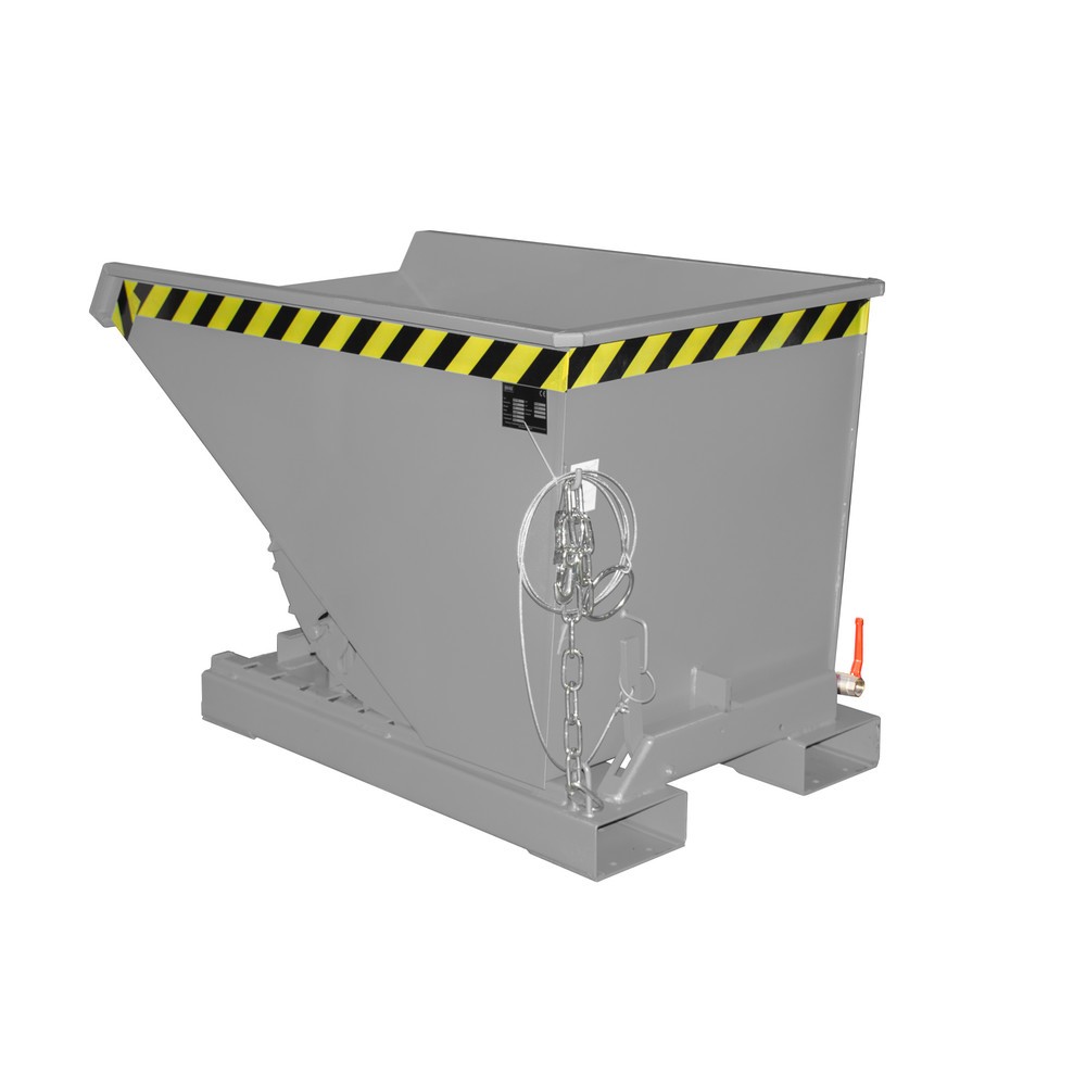 Produktabbildung: Bauer® Mini-Spänebehälter mit Abrollmechanik, niedrige Bauhöhe, lackiert, Volumen 0,3 m³, RAL 7005 mausgrau