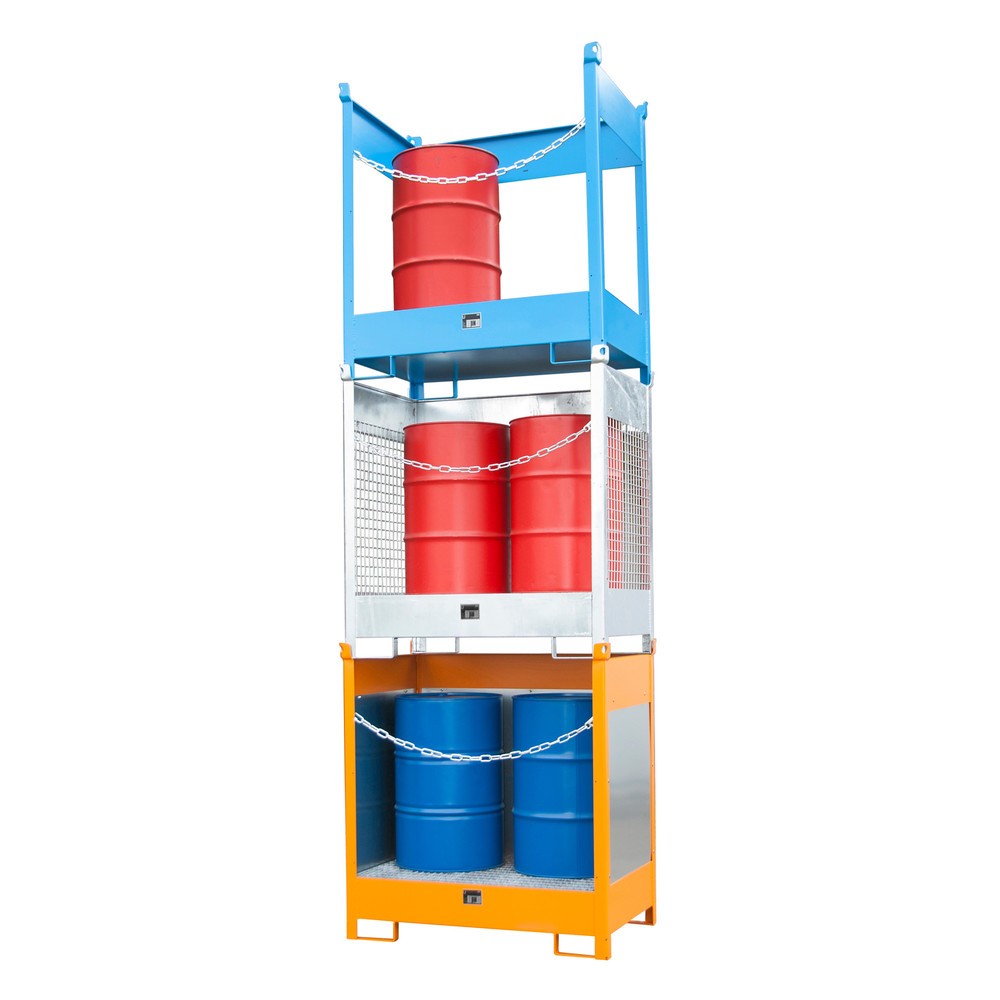 N° de l'image du produit 2 : Bauer® Palette de stockage/transport sur bac de rétention, HxlxP 1 495 x 1 410 x 920 mm, fermée, jaune-orange