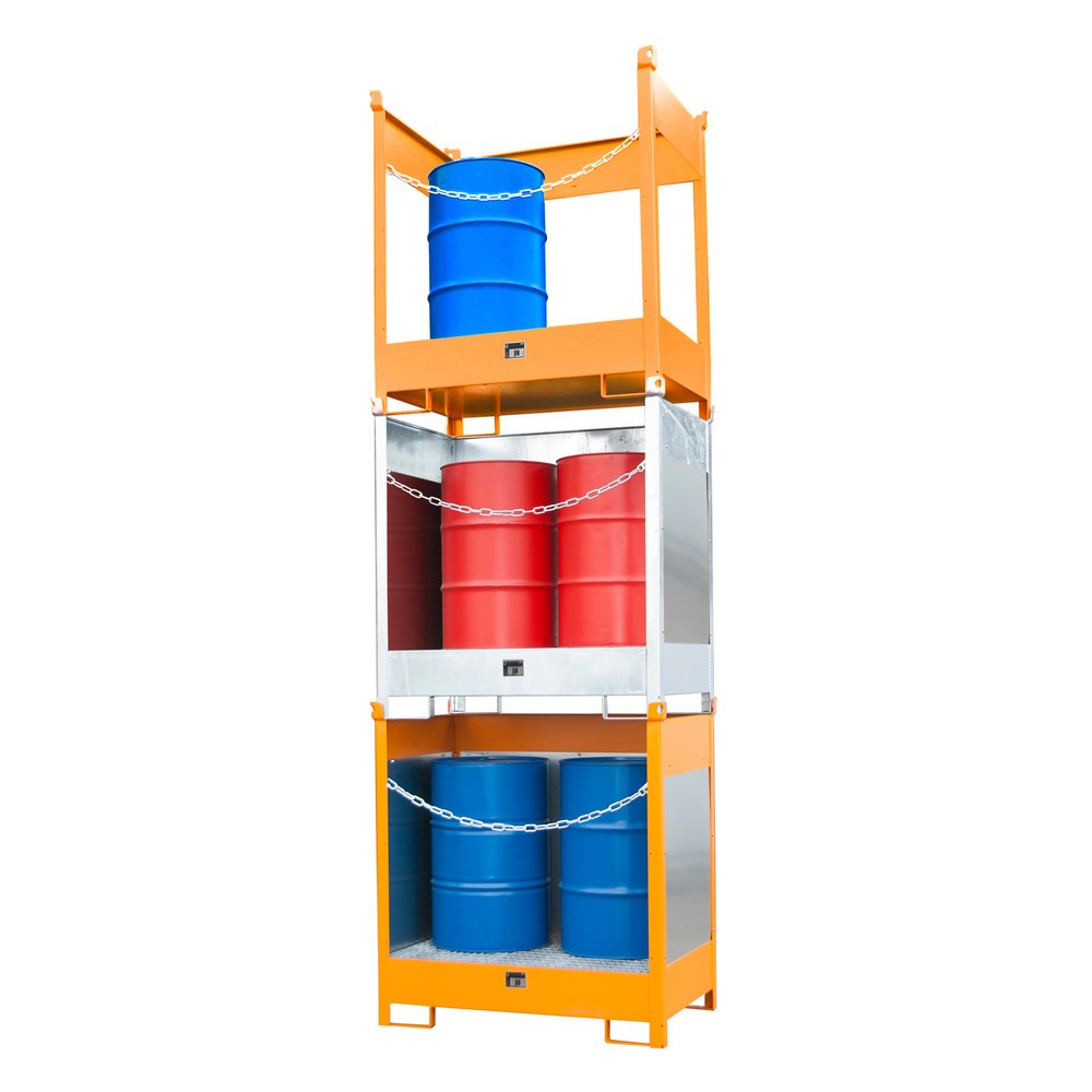 N° de l'image du produit 3 : Bauer® Palette de stockage/transport sur bac de rétention, HxlxP 1 495 x 1 410 x 920 mm, fermée, jaune-orange