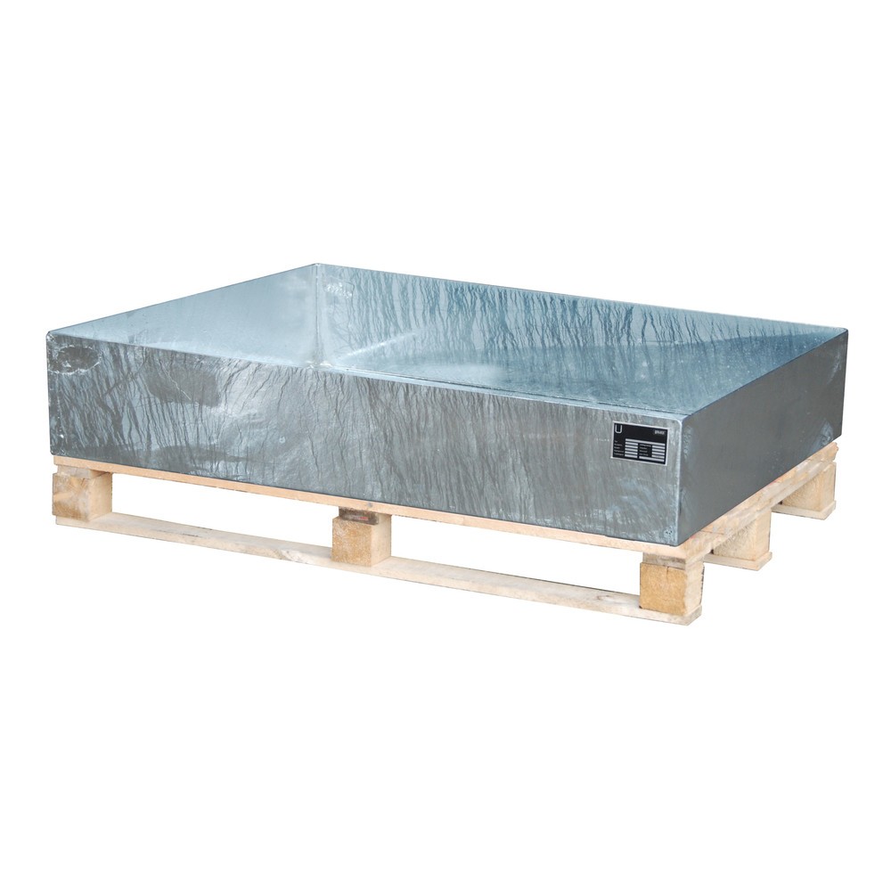 Produktabbildung: Bauer® Paletten-Aufsatzwanne, HxBxT 260 x 800 x 1.200 mm, ohne Gitterrost, feuerverzinkt