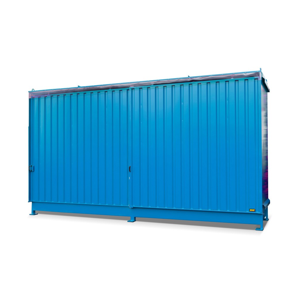 Produktabbildung: Bauer® Regalcontainer für 8x KTC/IBC, 2 Ebenen, 2 Schiebetüren, lichtblau