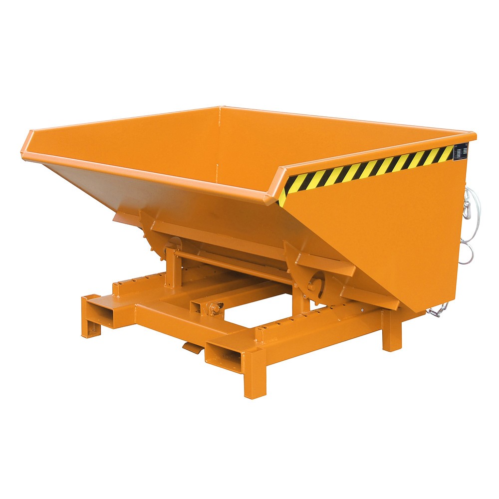 Produktabbildung: Bauer® Schwerlast-Kippbehälter, Tragkraft 4.000 kg, lackiert, Volumen 0,9 m³, RAL 2000 gelborange