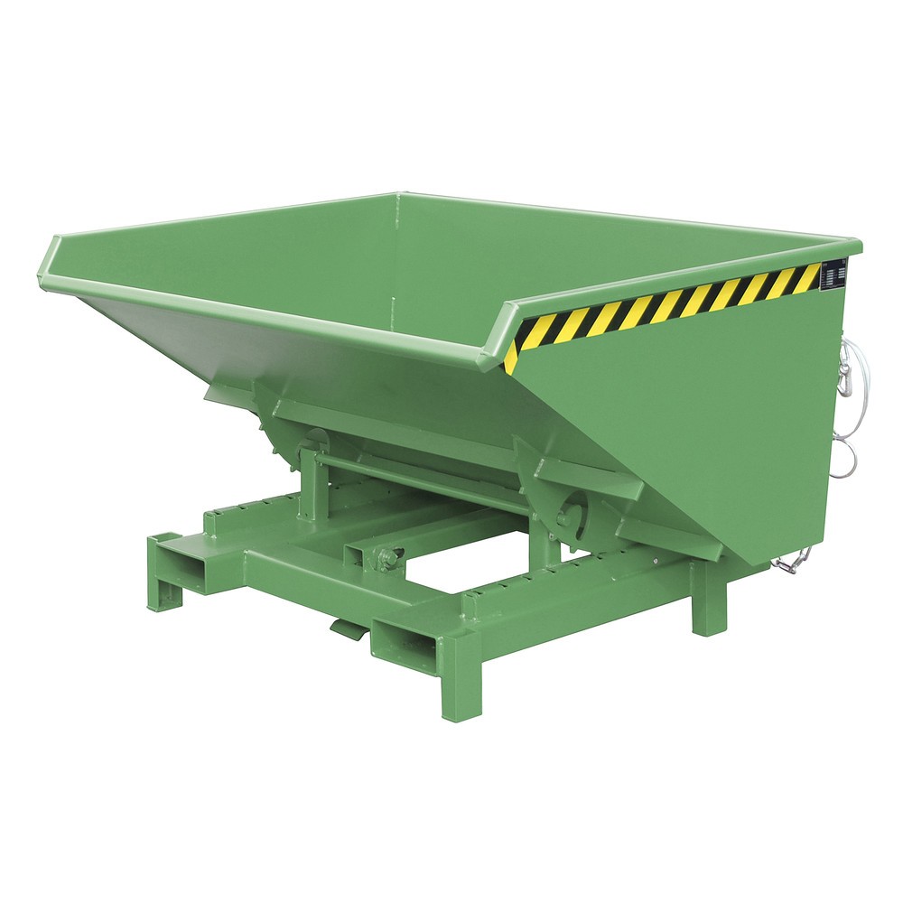 Produktabbildung: Bauer® Schwerlast-Kippbehälter, Tragkraft 4.000 kg, lackiert, Volumen 0,9 m³, RAL 6011 resedagrün