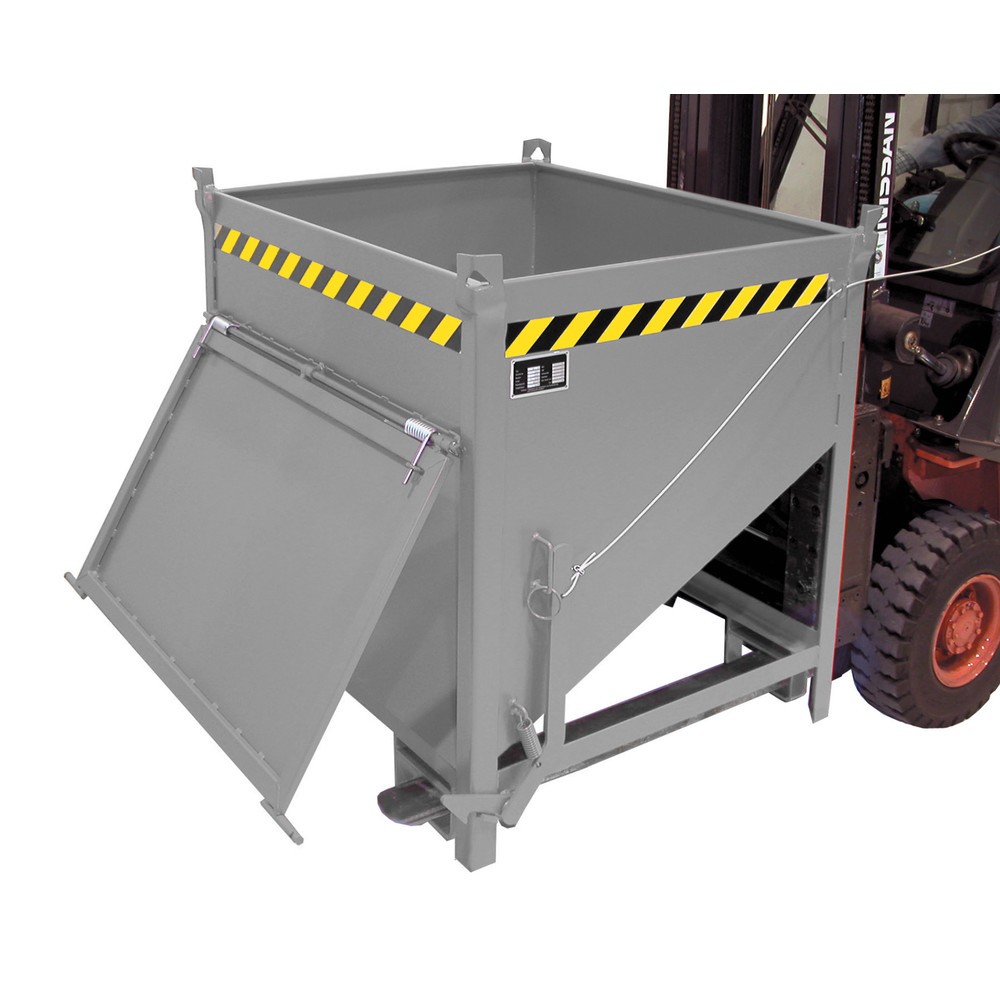 Produktabbildung Nr. 1: Bauer® Silobehälter mit Klappe, lackiert, Volumen 0,75 m³, RAL 7005 mausgrau