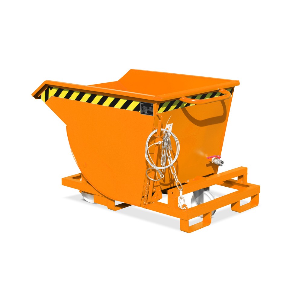 Produktabbildung Nr. 3: Bauer® Späne-Kippbehälter mit Abrollmechanik und Rollensatz, niedrige Bauhöhe, mit Einfahrtaschen, lackiert, Volumen 0,3 m³, RAL 3000 feuerrot