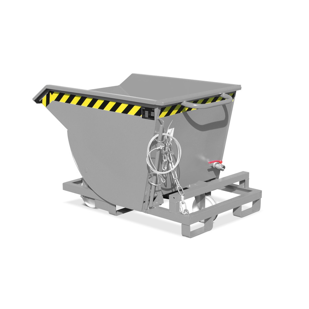 Produktabbildung Nr. 4: Bauer® Späne-Kippbehälter mit Abrollmechanik und Rollensatz, niedrige Bauhöhe, mit Einfahrtaschen, lackiert, Volumen 0,3 m³, RAL 3000 feuerrot