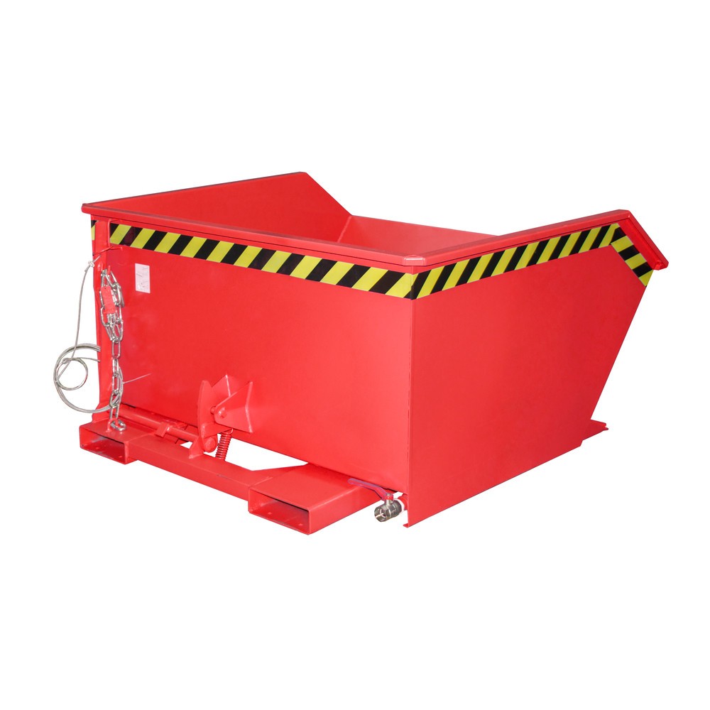 Produktabbildung Nr. 1: Bauer® Späne-Kippbehälter, Zwischenboden aus Lochblech, lackiert, Volumen 0,75 m³, RAL 3000 feuerrot