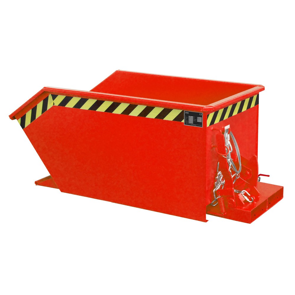Produktabbildung Nr. 1: Bauer® Späne-Kippbehälter, Zwischenboden aus Lochblech, lackiert, Volumen 0,3 m³, RAL 3000 feuerrot