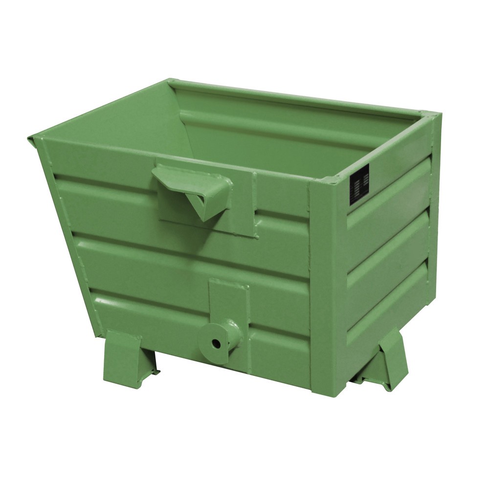 Produktabbildung: Bauer® Stapelbarer Kippbehälter, lackiert, Volumen 0,3 m³, RAL 6011 resedagrün