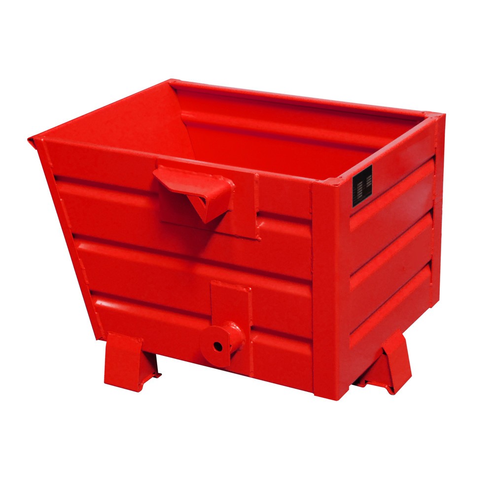Produktabbildung: Bauer® Stapelbarer Kippbehälter, lackiert, Volumen 0,3 m³, RAL 3000 feuerrot