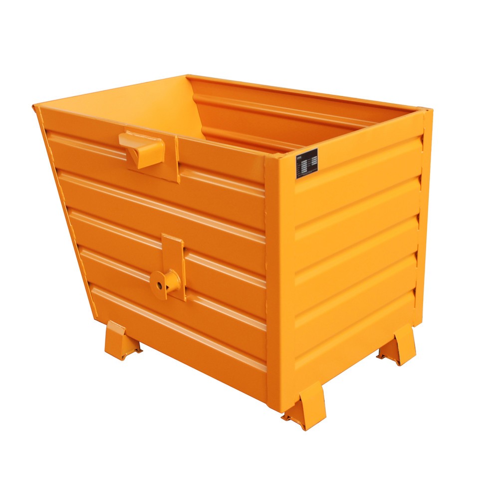Produktabbildung: Bauer® Stapelbarer Kippbehälter, lackiert, Volumen 0,7 m³, RAL 2000 gelborange