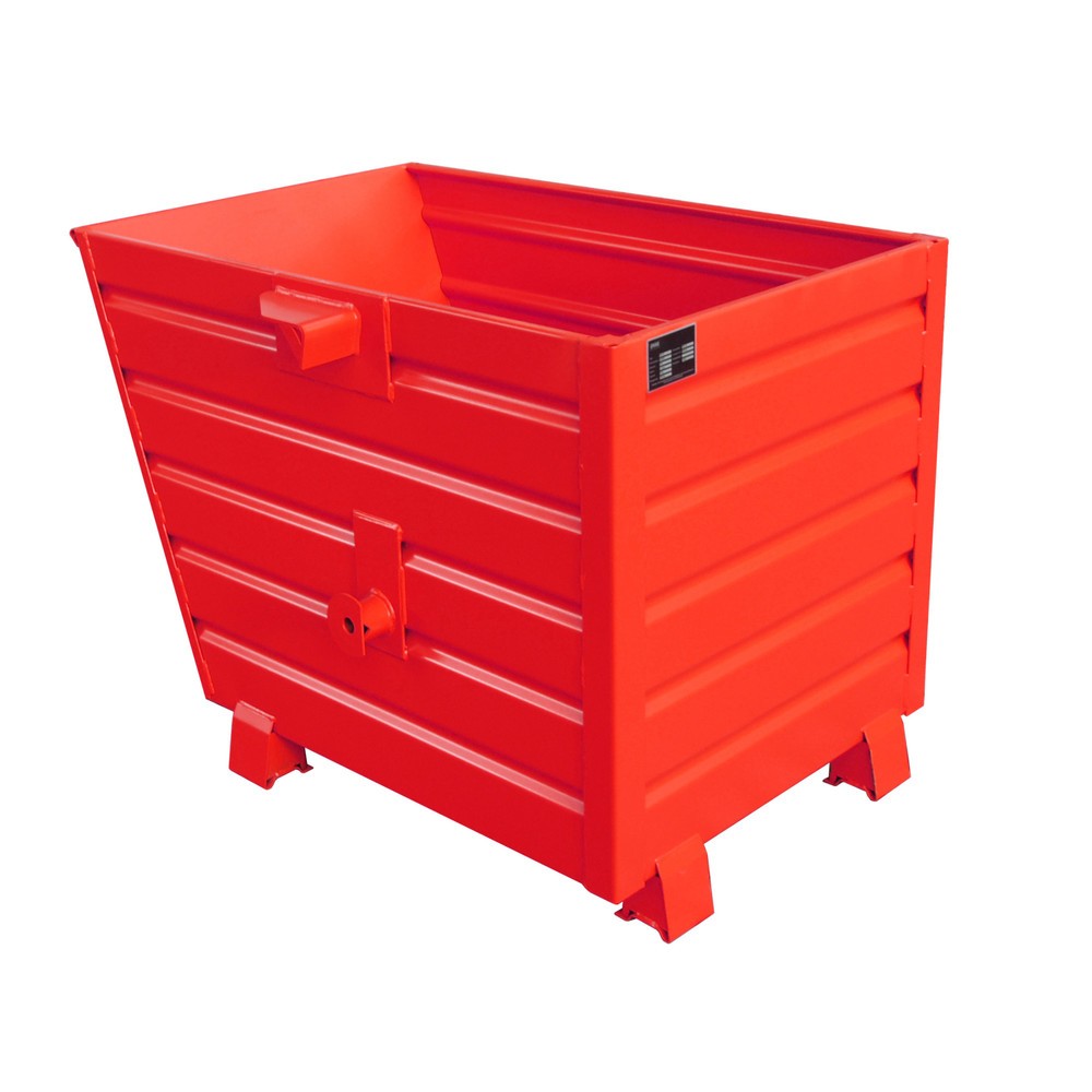 Produktabbildung: Bauer® Stapelbarer Kippbehälter, lackiert, Volumen 0,7 m³, RAL 3000 feuerrot