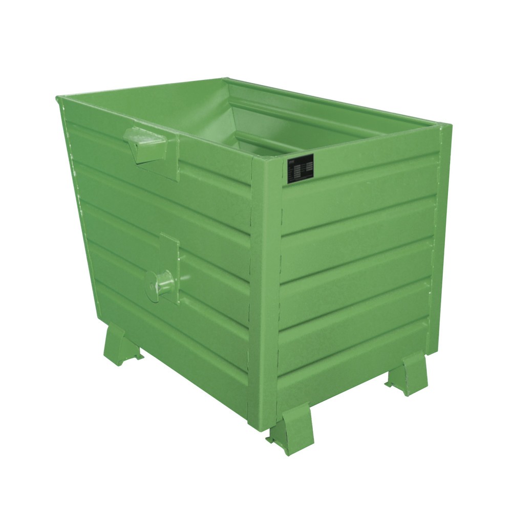Produktabbildung: Bauer® Stapelbarer Kippbehälter, lackiert, Volumen 0,7 m³, RAL 6011 resedagrün