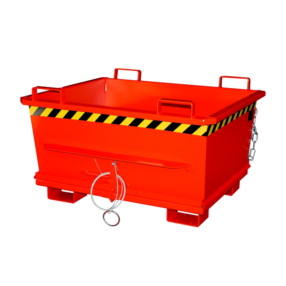 Produktabbildung: Bauer® Stapelbarer Klappbodenbehälter, lackiert, Volumen 0,5 m³, RAL 3000 feuerrot