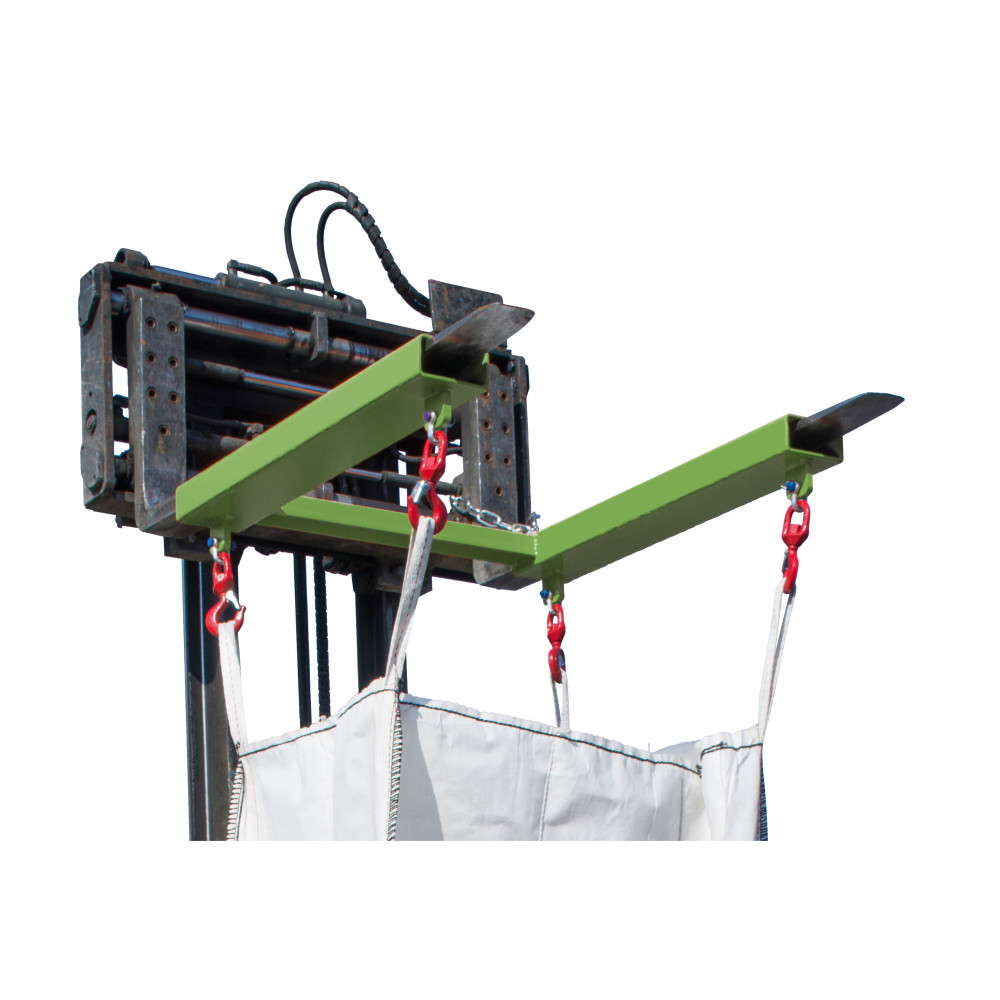 Produktabbildung Nr. 2: Bauer® Traverse de levage pour Big-Bag, spécial chariot avec 4 crochets à émerillon, capacité de charge 1 250 kg, peinte, RAL 6011 vert réséda