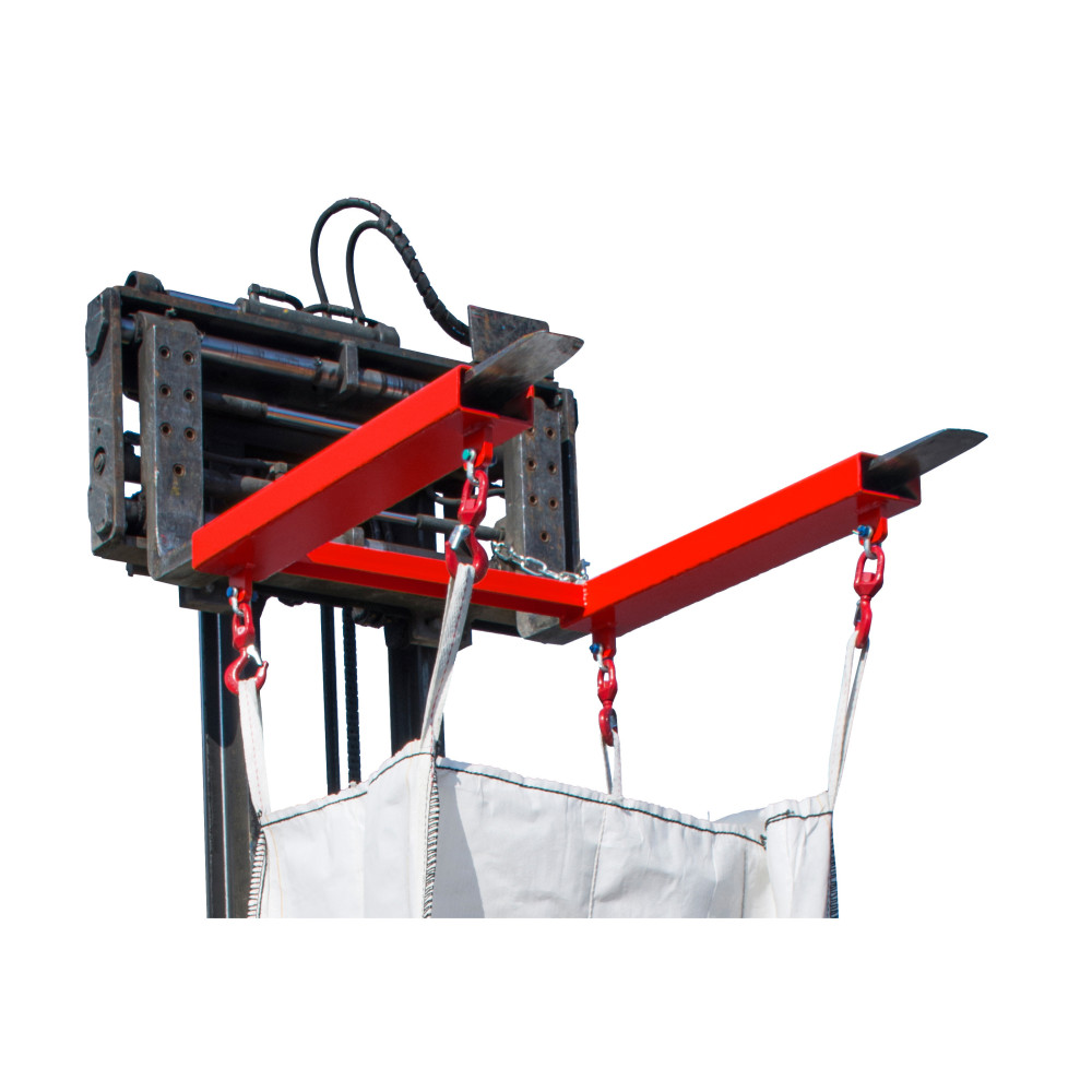 Produktabbildung Nr. 2: Bauer® Traverse für BIG BAG, Stapleraufnahme mit 4 Wirbellasthaken, TK 1.250 kg, lackiert, RAL 3000 feuerrot