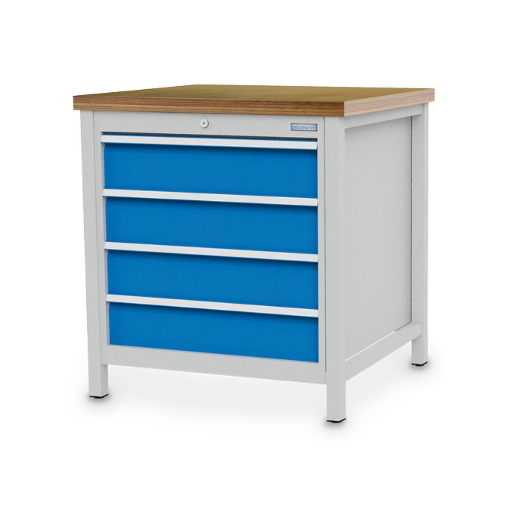 Produktabbildung Nr. 1: Bedrunka+Hirth Kastenwerkbank R 24-24, HxBxT 859 x 810 x 750 mm, lichtgrau, lichtblau, 4 Schubladen 4x150 mm