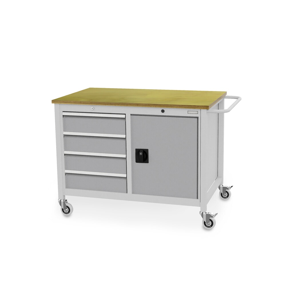 Produktabbildung Nr. 1: Bedrunka+Hirth Mobile Werkbank, Schrank, 4 Schubladen, weissaluminium