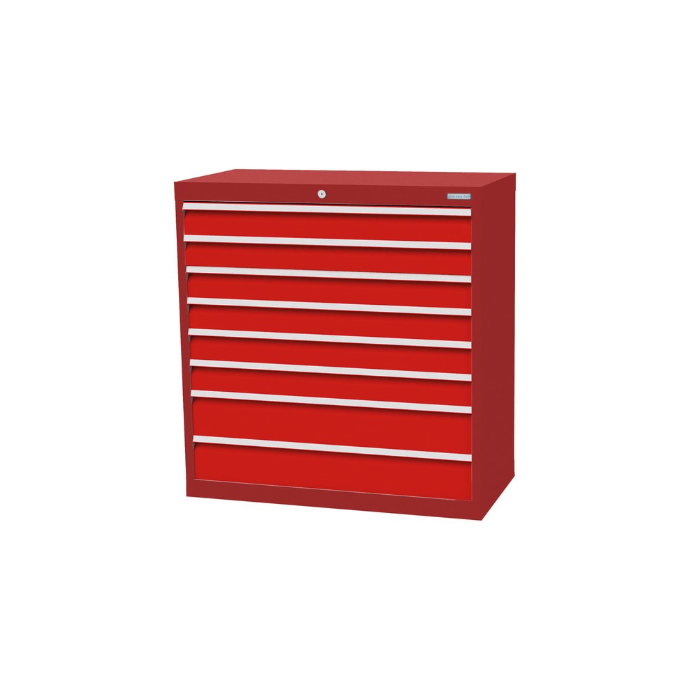 Produktabbildung: Bedrunka+Hirth Schubladenschrank Profi, Schubladen 6x100 + 2x150 mm, HxBxT 1.019 x 980 x 500 mm, rubinrot/verkehrsrot