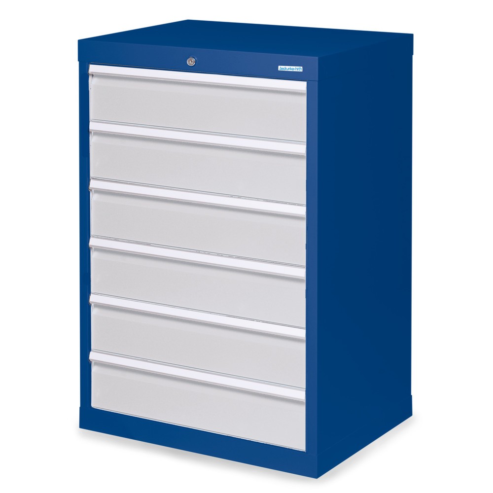 Produktabbildung: Bedrunka+Hirth Schubladenschrank Profi, Schubladen 6x150 mm, HxBxT 1.019 x 680 x 500 mm, enzianblau/lichtgrau