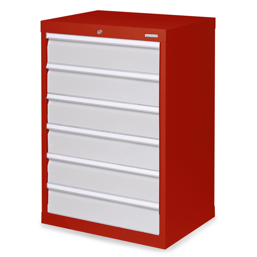Produktabbildung: Bedrunka+Hirth Schubladenschrank Profi, Schubladen 6x150 mm, HxBxT 1.019 x 680 x 500 mm, rubinrot/lichtgrau